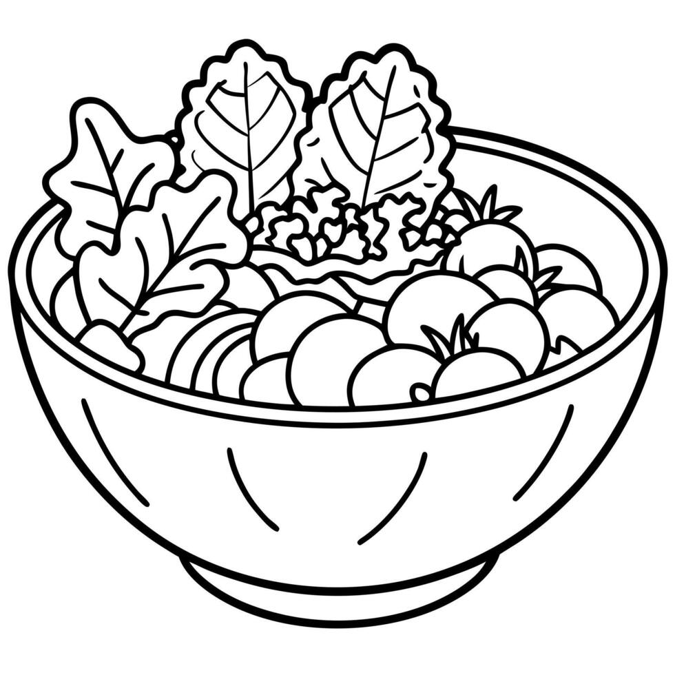 a large bowl of salad with a variety of ingredients including lettuce, tomatoes, vector