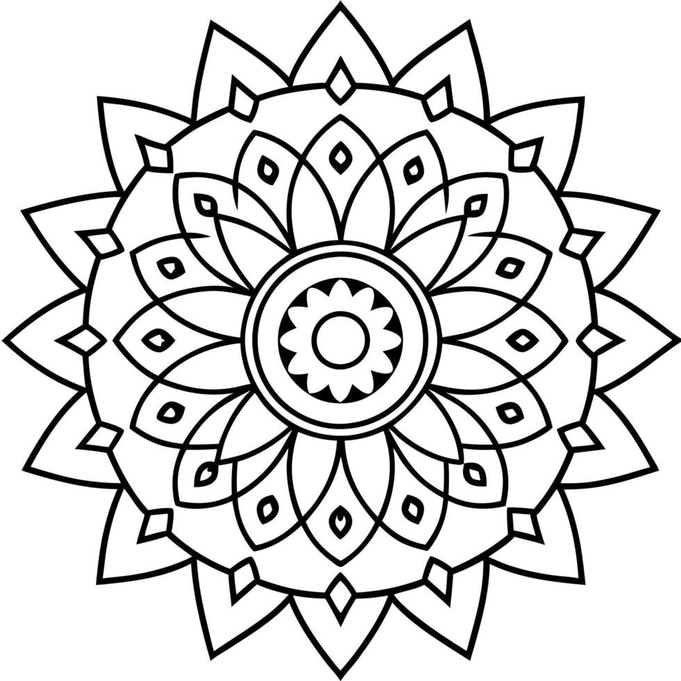 single arabic oriental retro indian circular mandala patterns, illustration line art vector