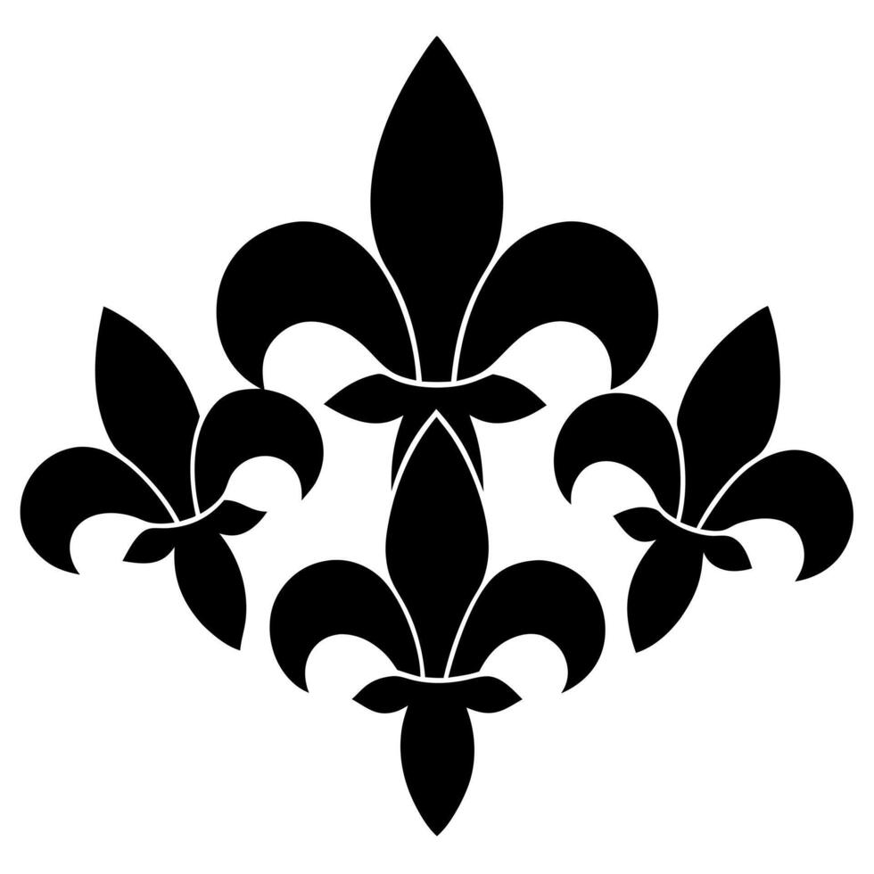 fleur-de-lis set of black silhouettes of lily flowers illustration, illustration line vector