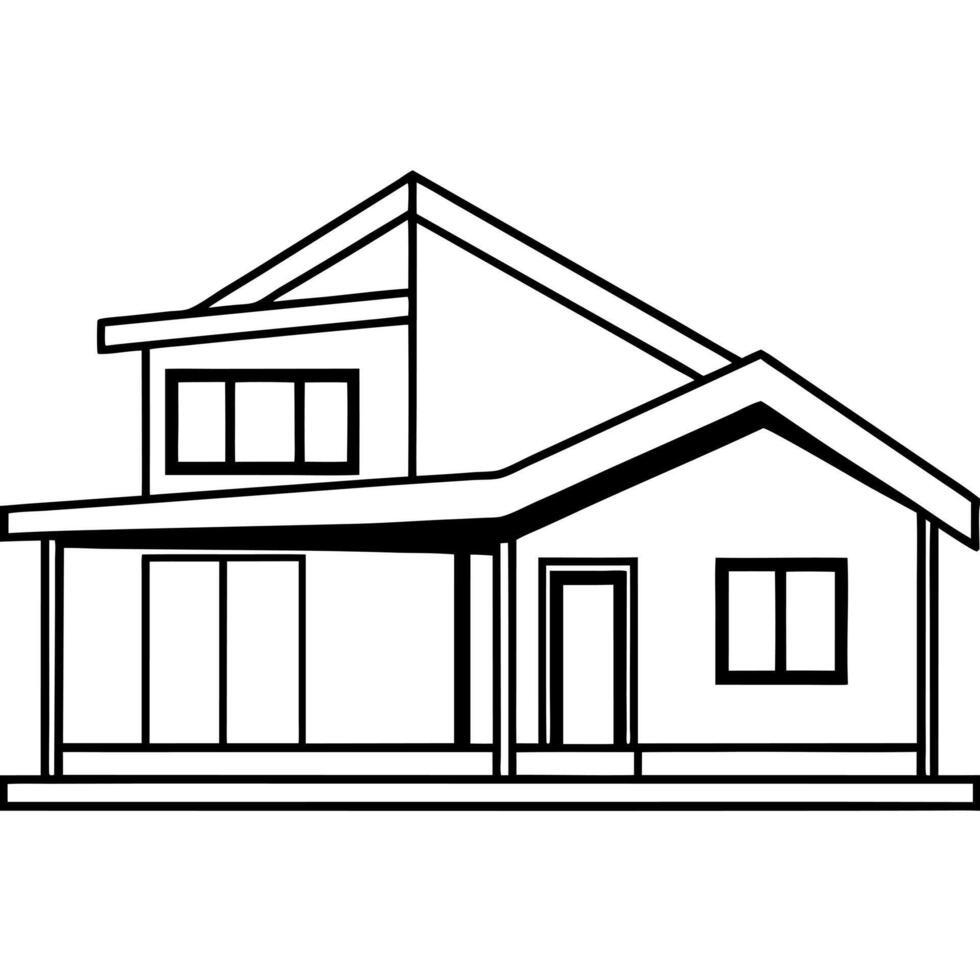 a modern house, illustration line art vector