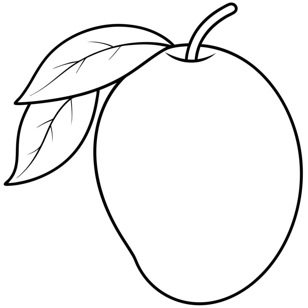 a coloring page of an food mango with no color just black lines, illustration line art vector