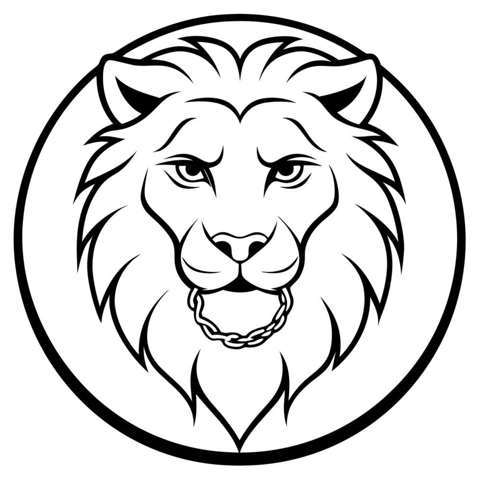 featuring a sleek, black and white lion in a stylish and modern design the lions eyes are wide, and vector