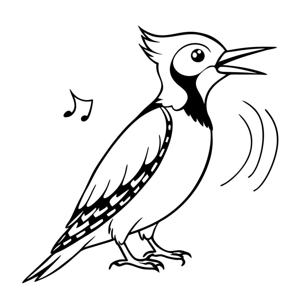 woodpecker bird roar, illustration line art vector