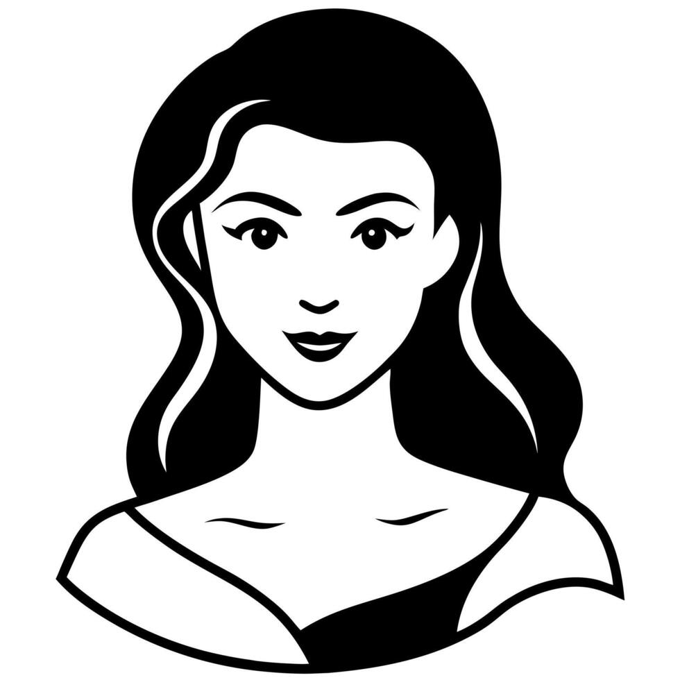 beautiful lady silhouette, illustration line art vector