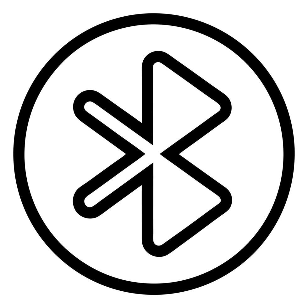 solid black bluetooth icon with a solid white background, illustration line art vector