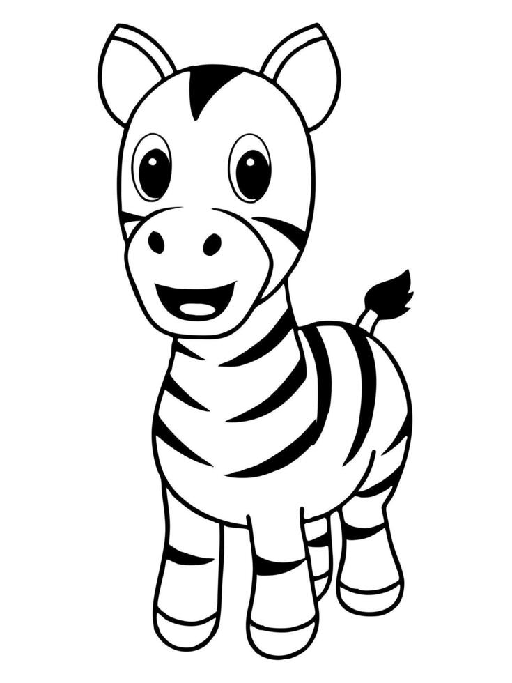 smiling zebra bear bold outline black and white full seeable for kids good to color, vector