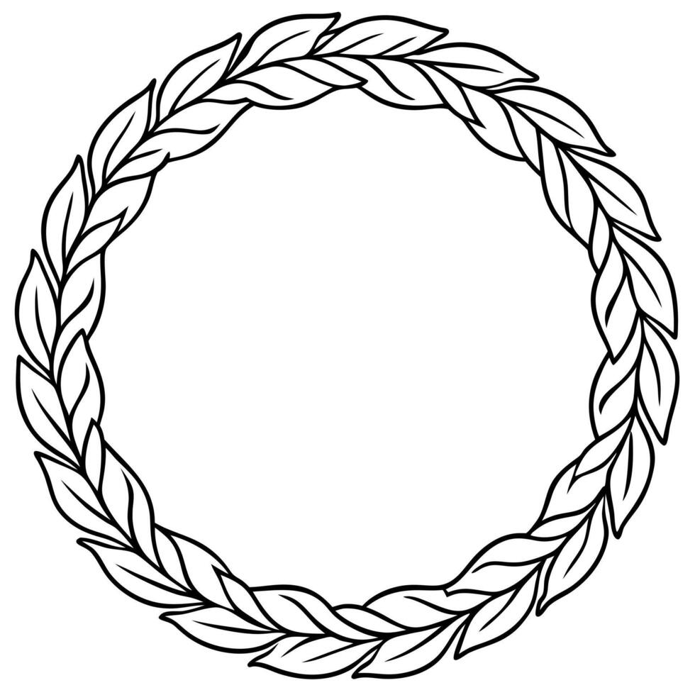 circular wreath made of intertwined branches, illustration line art vector