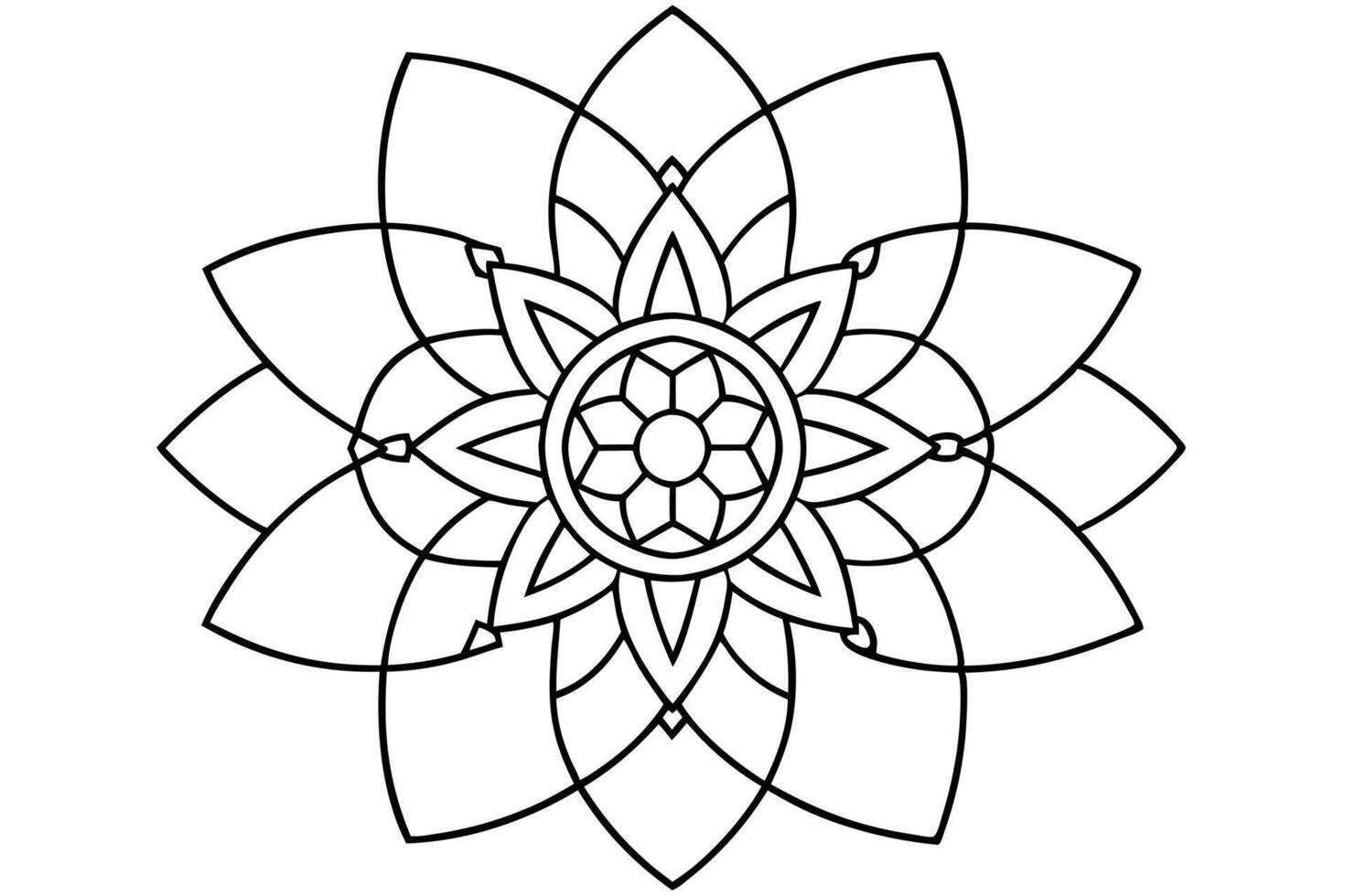 base structure a circular mandala with a balanced, symmetrical design, illustration line art vector