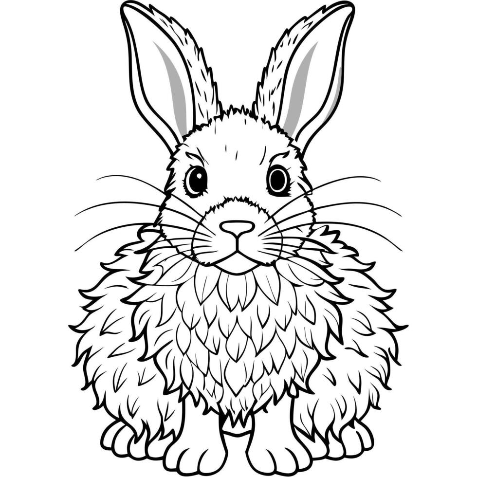 a rabbit with empty fur, prompting kids to give the bunny some creative fur patterns, vector