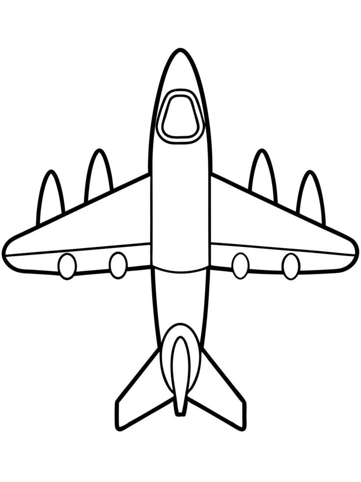 smile airplane bold outline black and white full seeable for kids good to color, vector