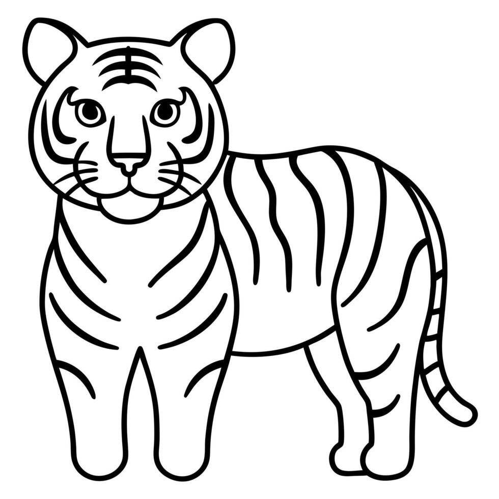 a creat tiger icon, illustration line art vector