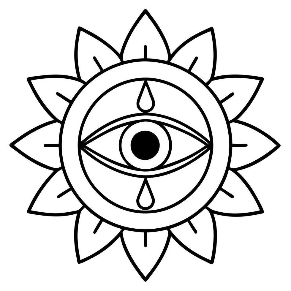 bloody eye mandala, illustration line art vector
