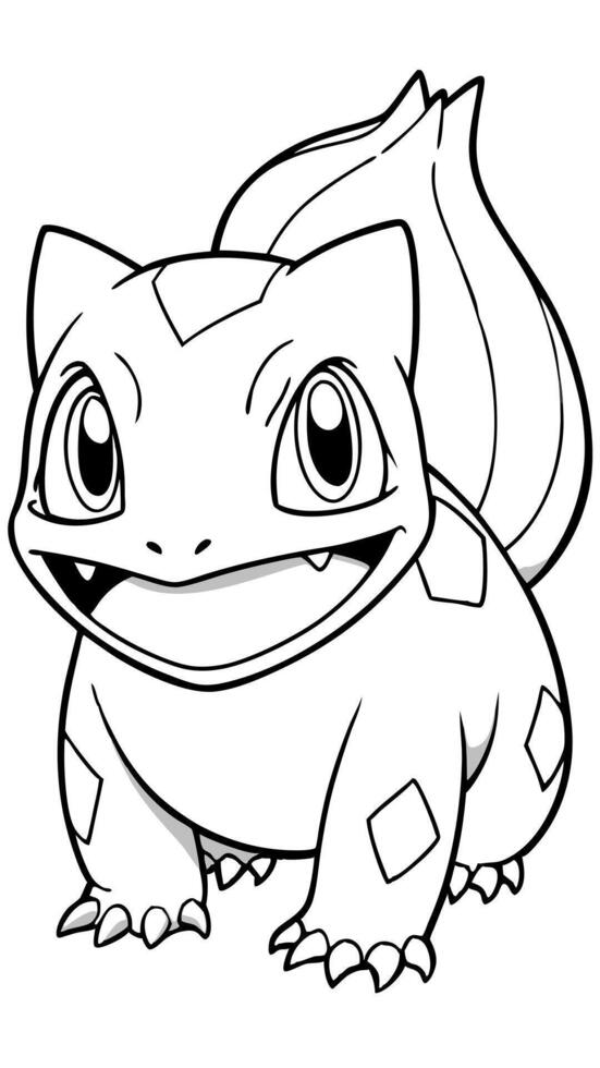 bulbasaur pokemon, illustration line art vector