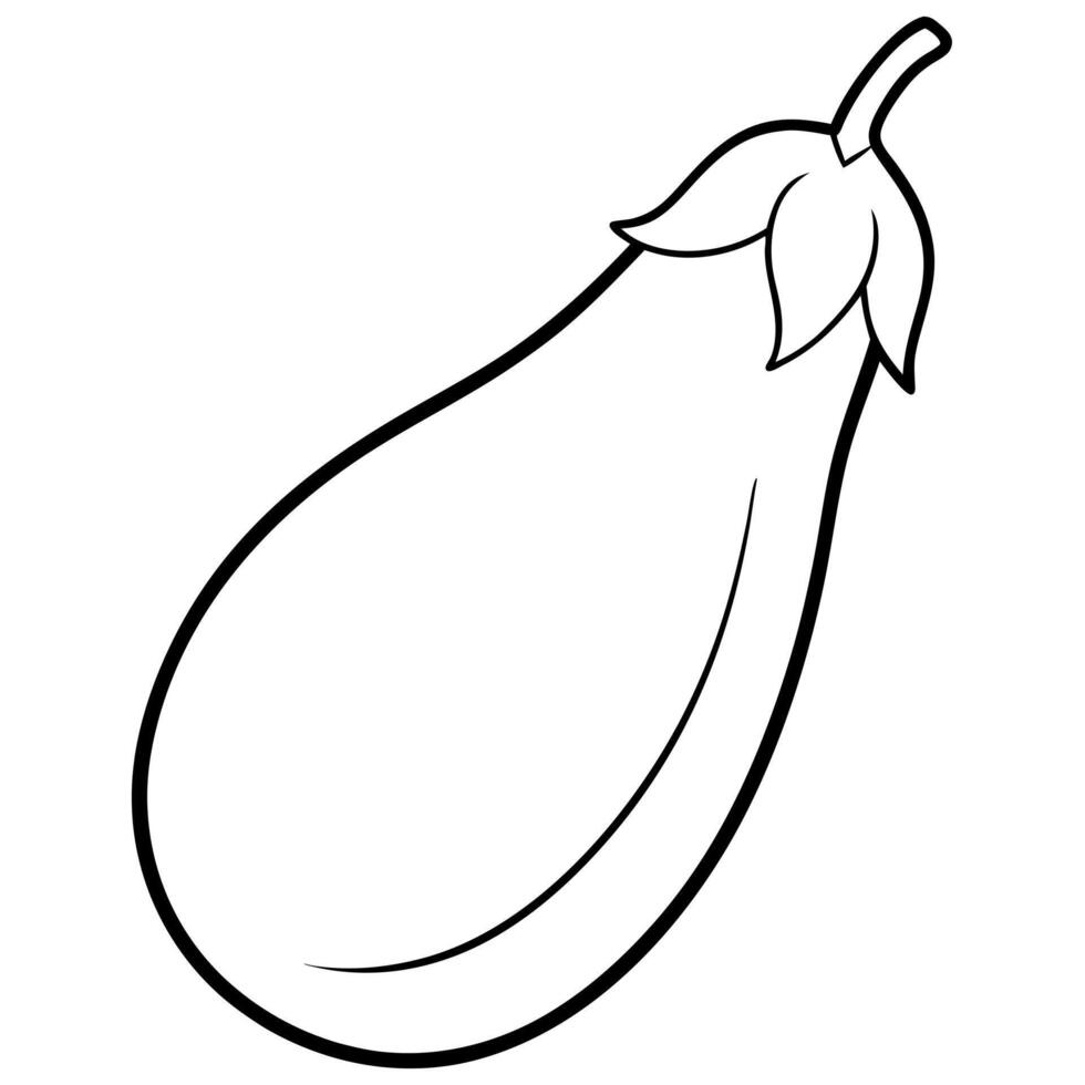 a coloring page of an eggplant with no color just black lines, illustration line art vector