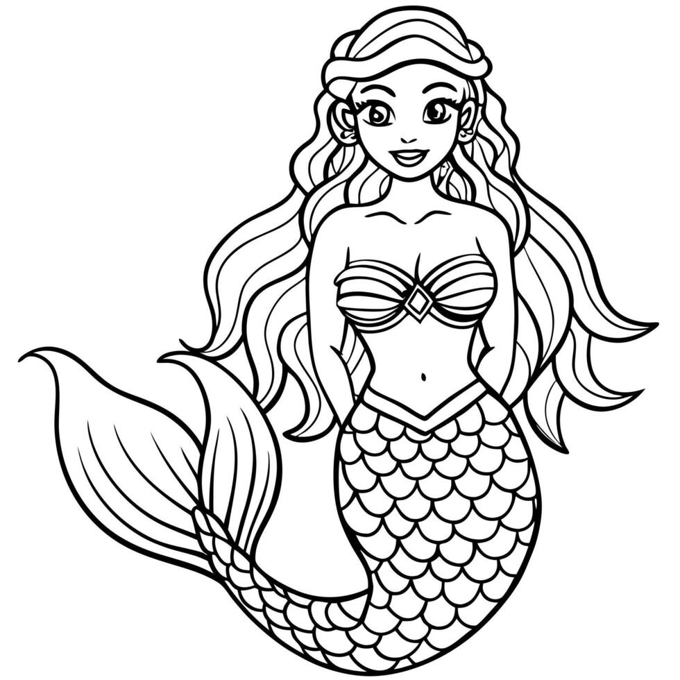 a coloring page of siren only in black and more white the style should be bold and outlined with vector