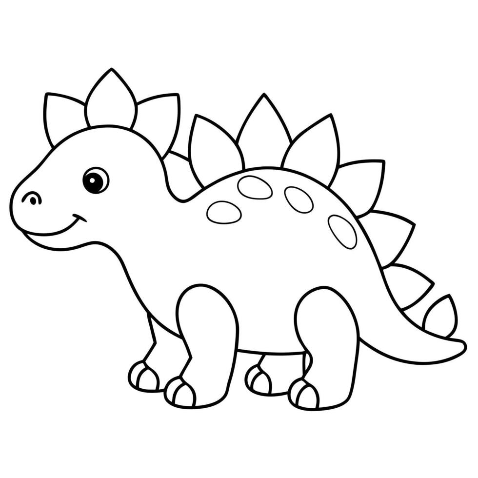 cute dinosaur stegosaurus coloring page, illustration line art vector