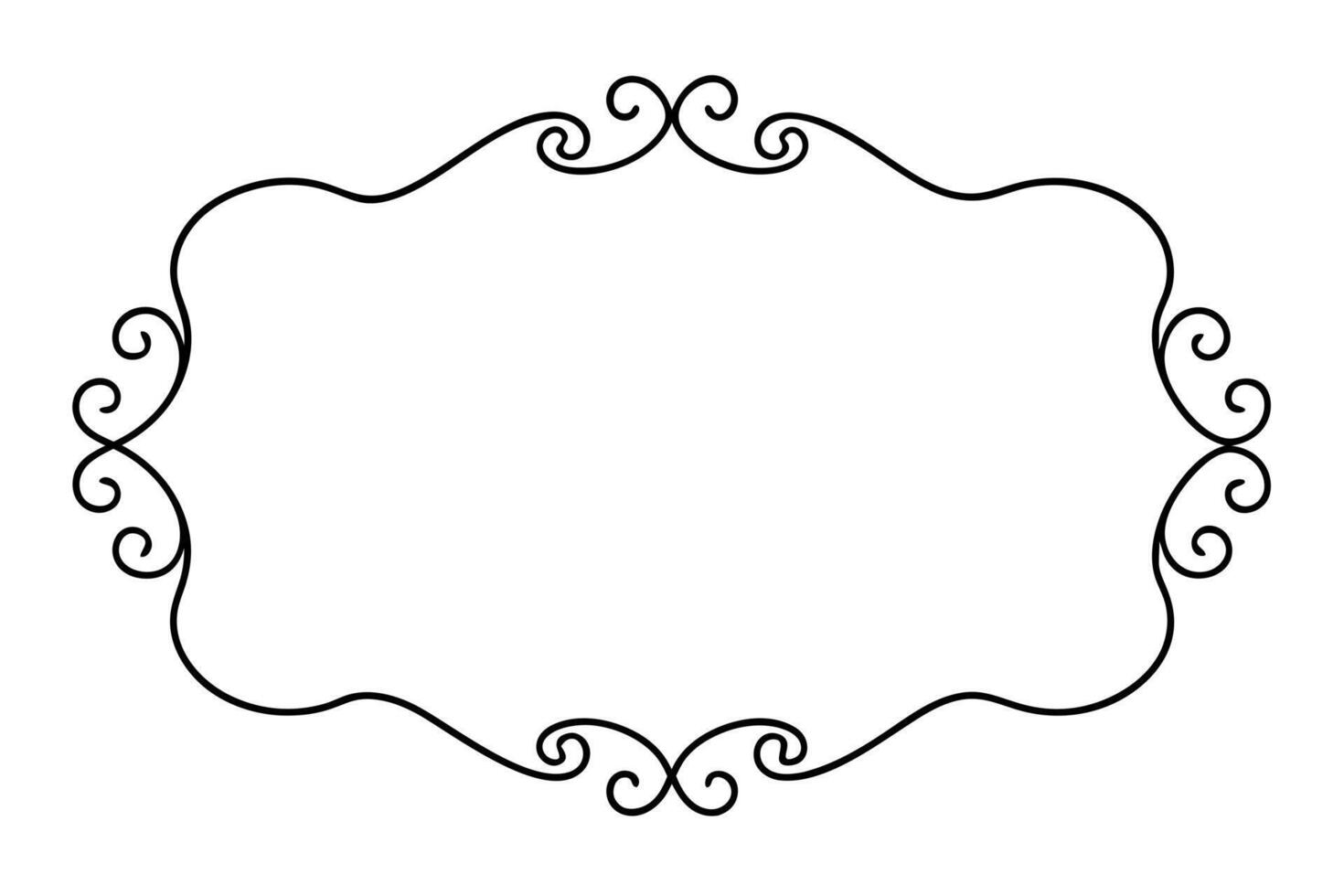 elegant vintage frame set ornaments on white background, illustration line art vector