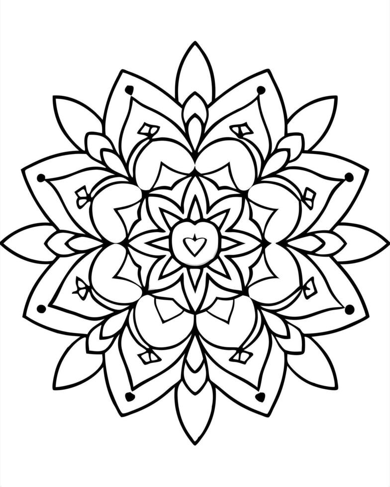 love mandala coloring pages, illustration line art vector