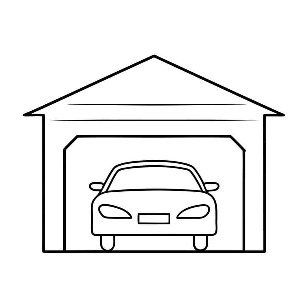 car storage, illustration line art vector