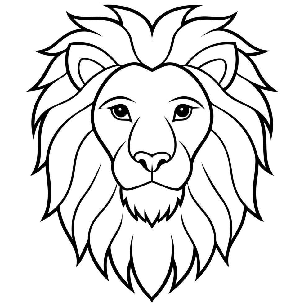 blac and white graphic image of a lions head, illustration line art vector