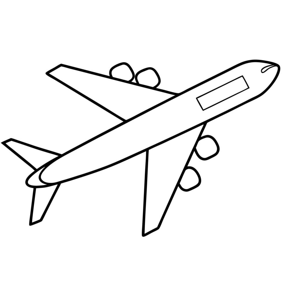 plane on white background, illustration line art vector