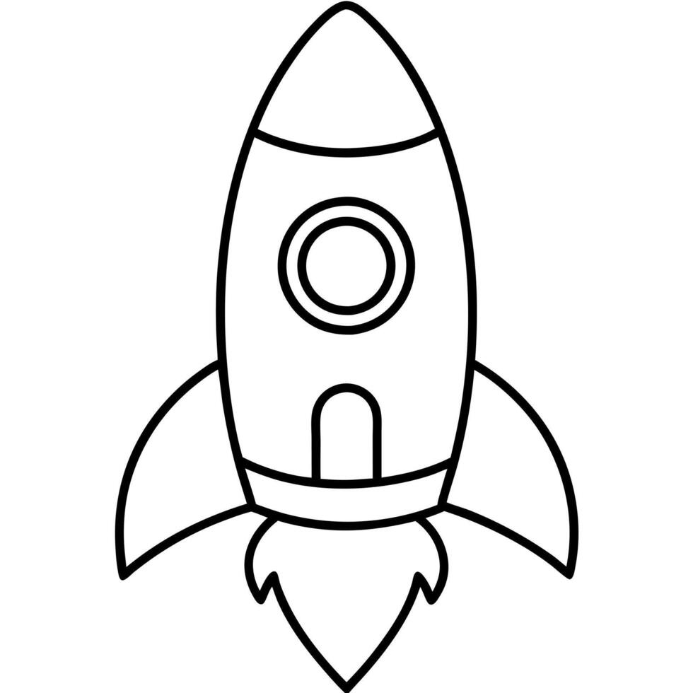 a coloring page of an space rocket with no color just black lines, illustration line art vector