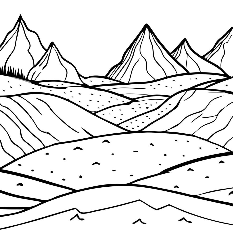 cartoon style, northern polis snow dunes in the foreground, mountains and forest in the background, vector