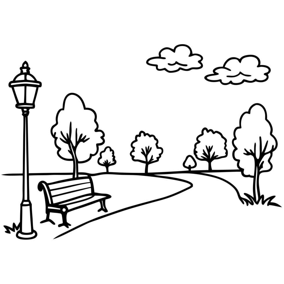 park, illustration line art vector