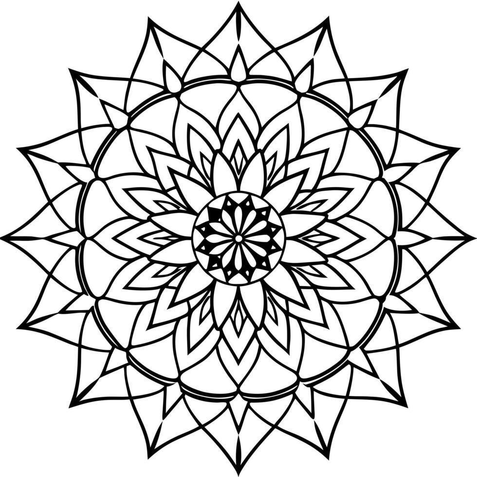 circular mandala, illustration line art vector