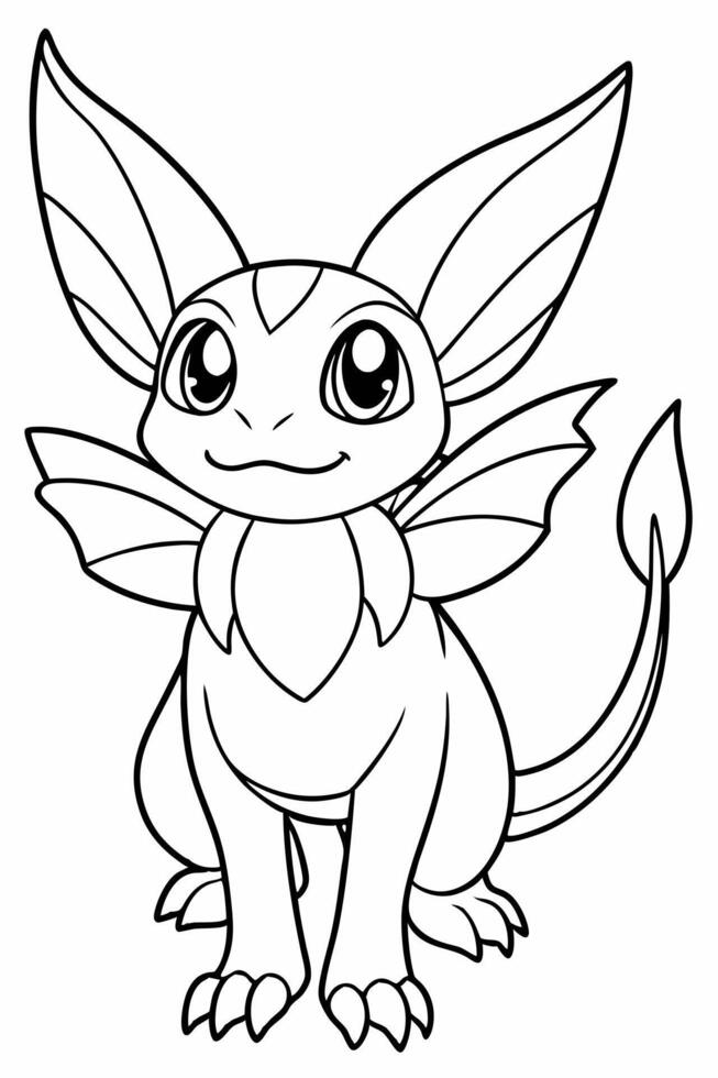 anime style, more details, well-drawn, cute a glider-shaped monster with smooth, wing-like flaps vector