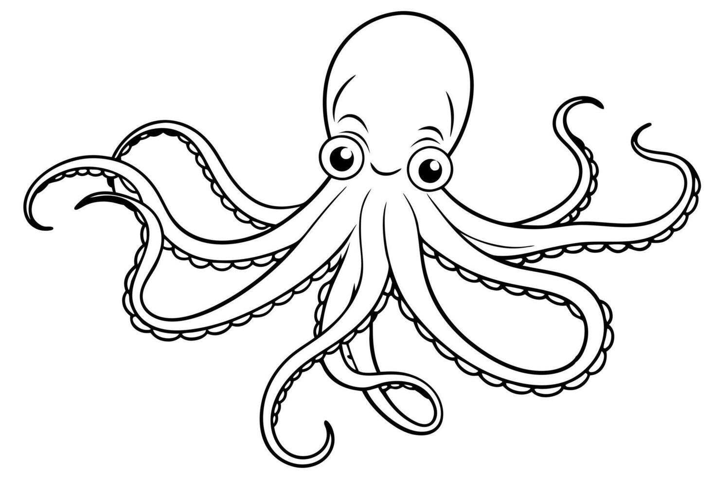 a octopus on white background, illustration line art vector