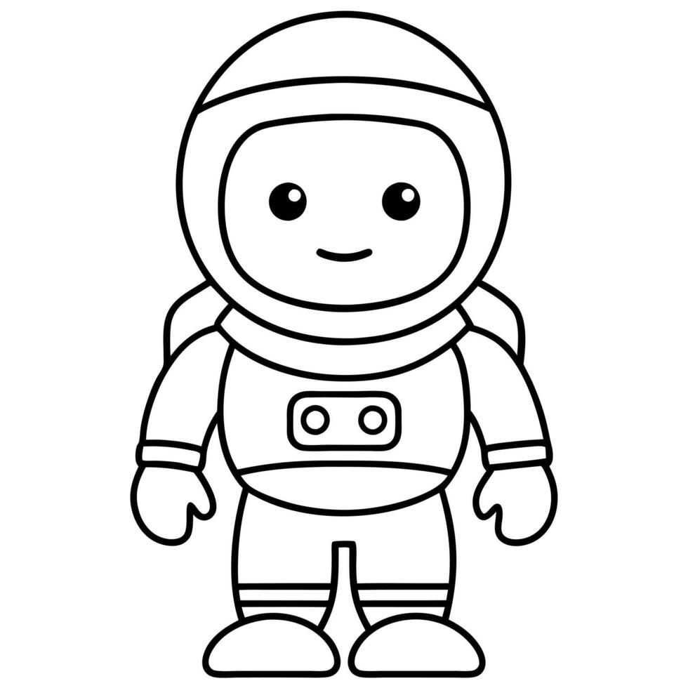 a coloring page of an space cosmonaut with no color just black lines, illustration line art vector