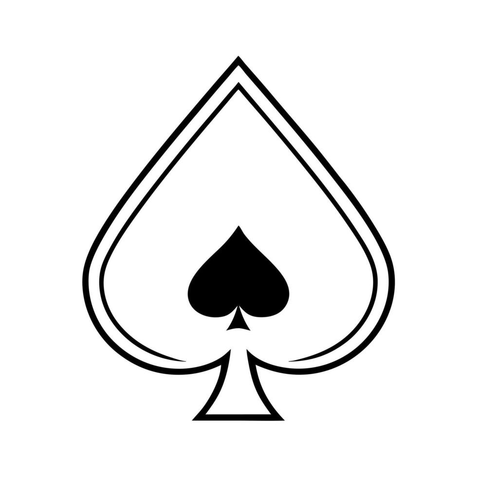 a black spade with a cool design, illustration line art vector