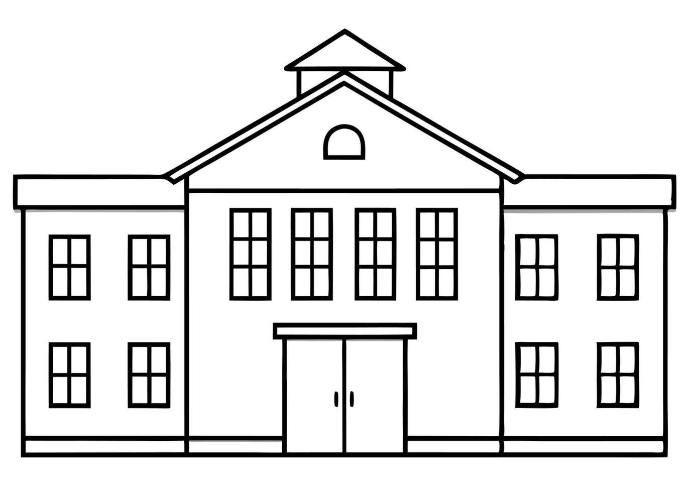 a school with open four big windows, illustration line art vector