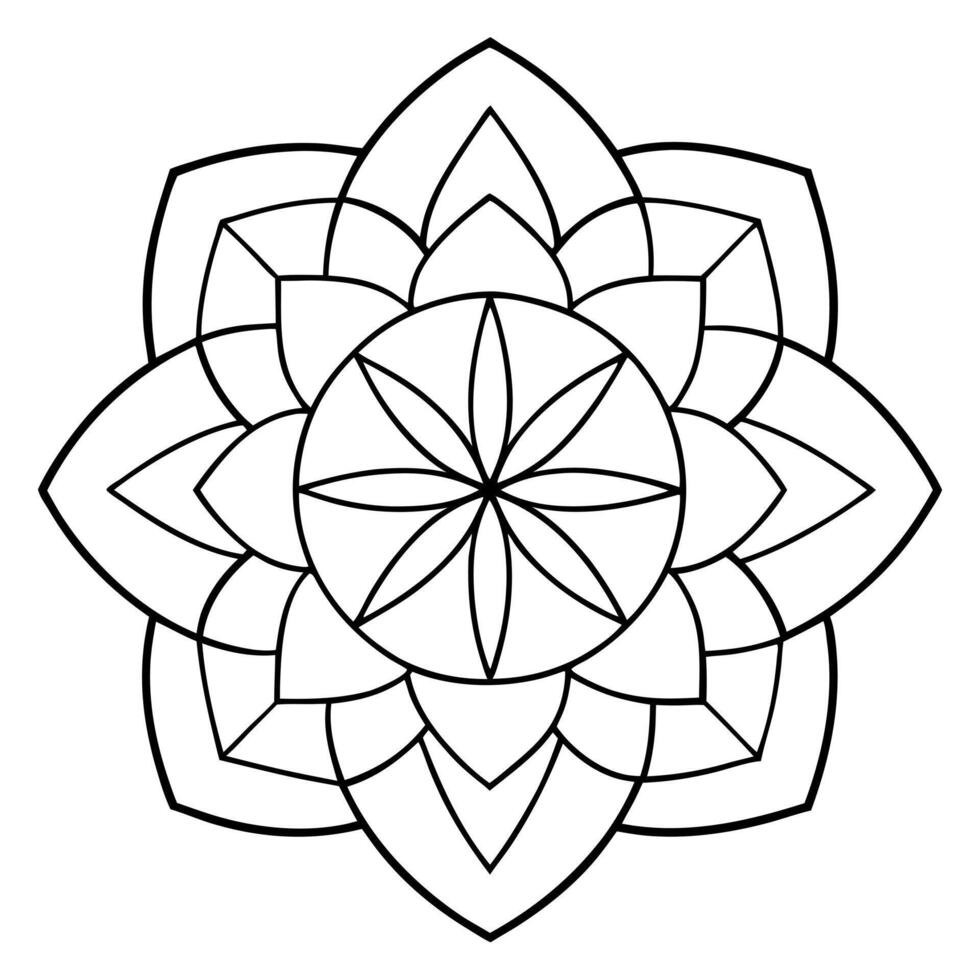 coloring pages for kids, bold line art, a mandala featuring diamond shapes layered with flower vector