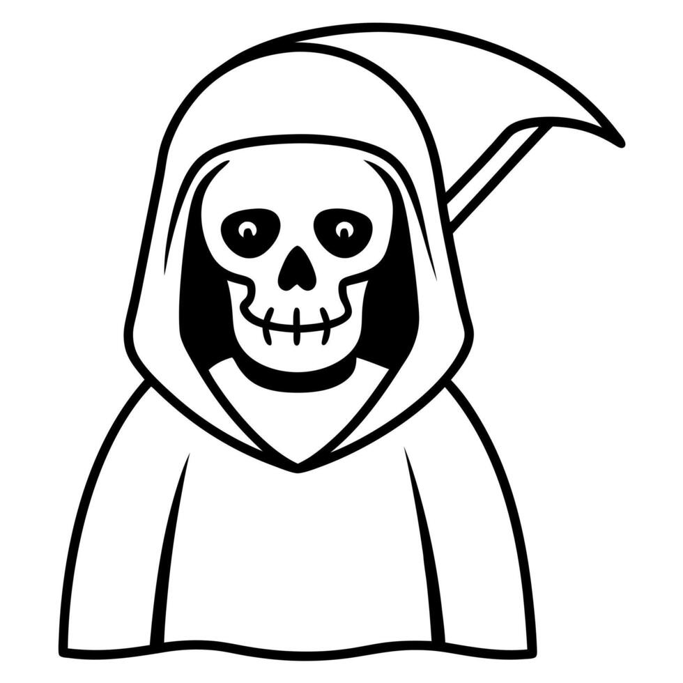 childish, grim reaper, scary, illustration line art vector
