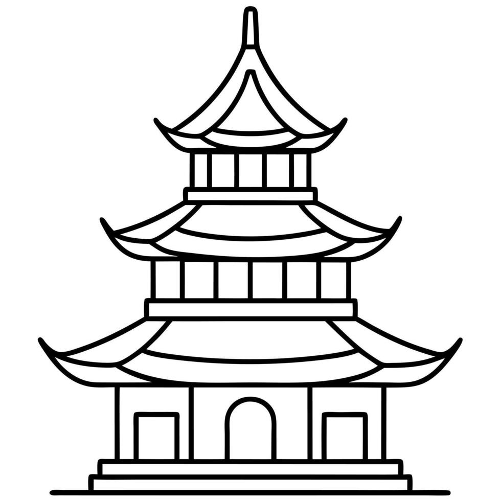 pagoda, illustration line art vector
