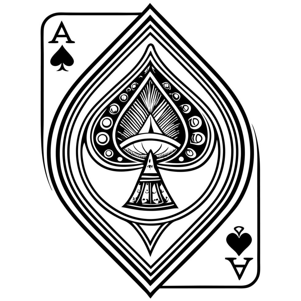 ace of spade, illustration line art vector