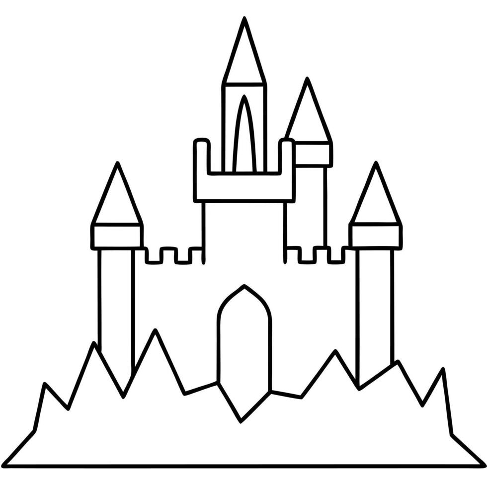 ice castle, illustration line art vector