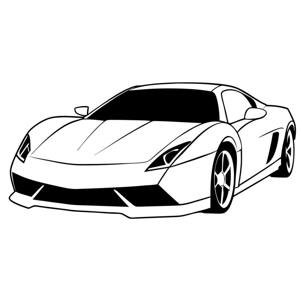 a sports car, illustration line art vector