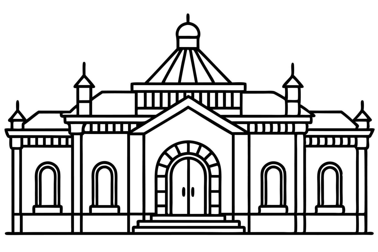 architecture vintage, illustration line art vector