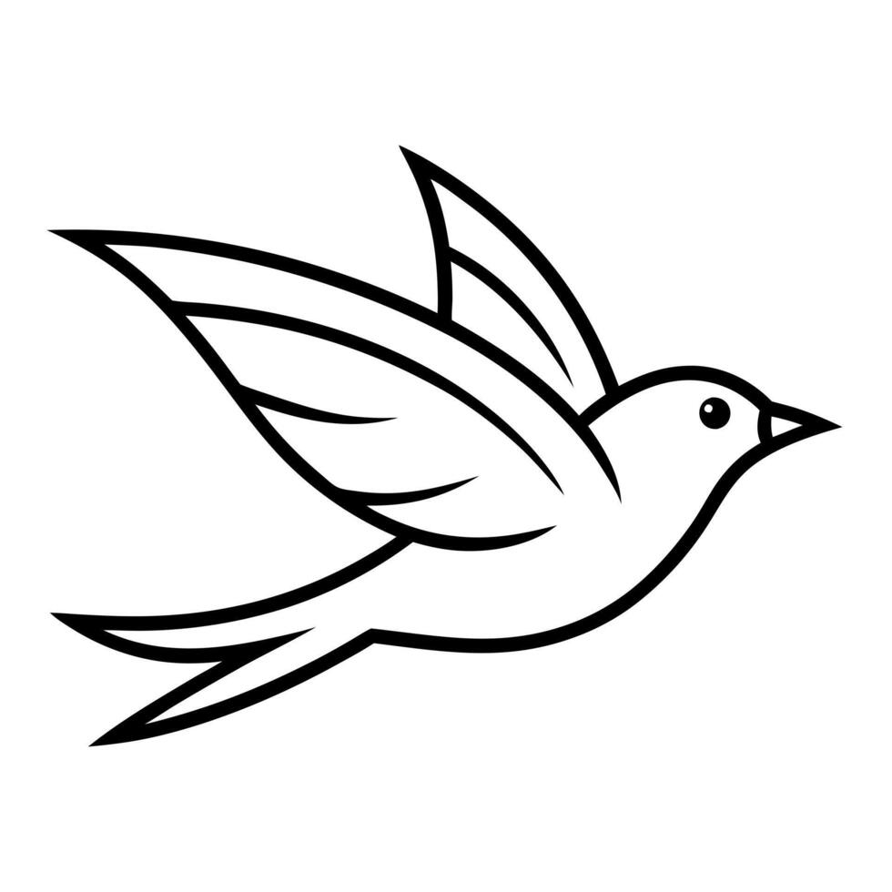 blackbird flying minimalist logo, illustration line art vector