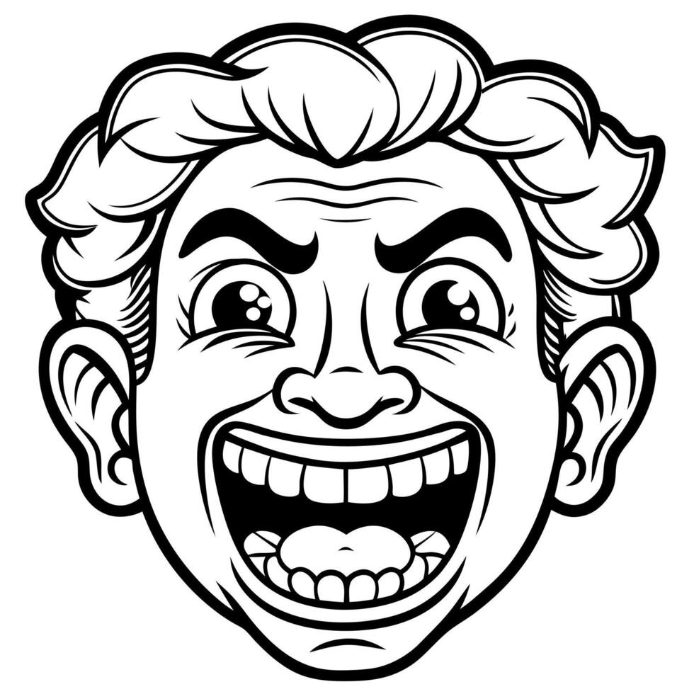cartoon face expression emotional comic face with eyes, mouths, tongue and teeth concept caricature vector