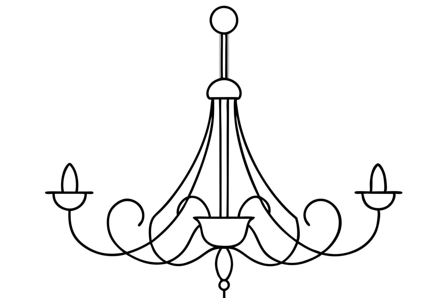 chandelier line art illustration, illustration line art vector