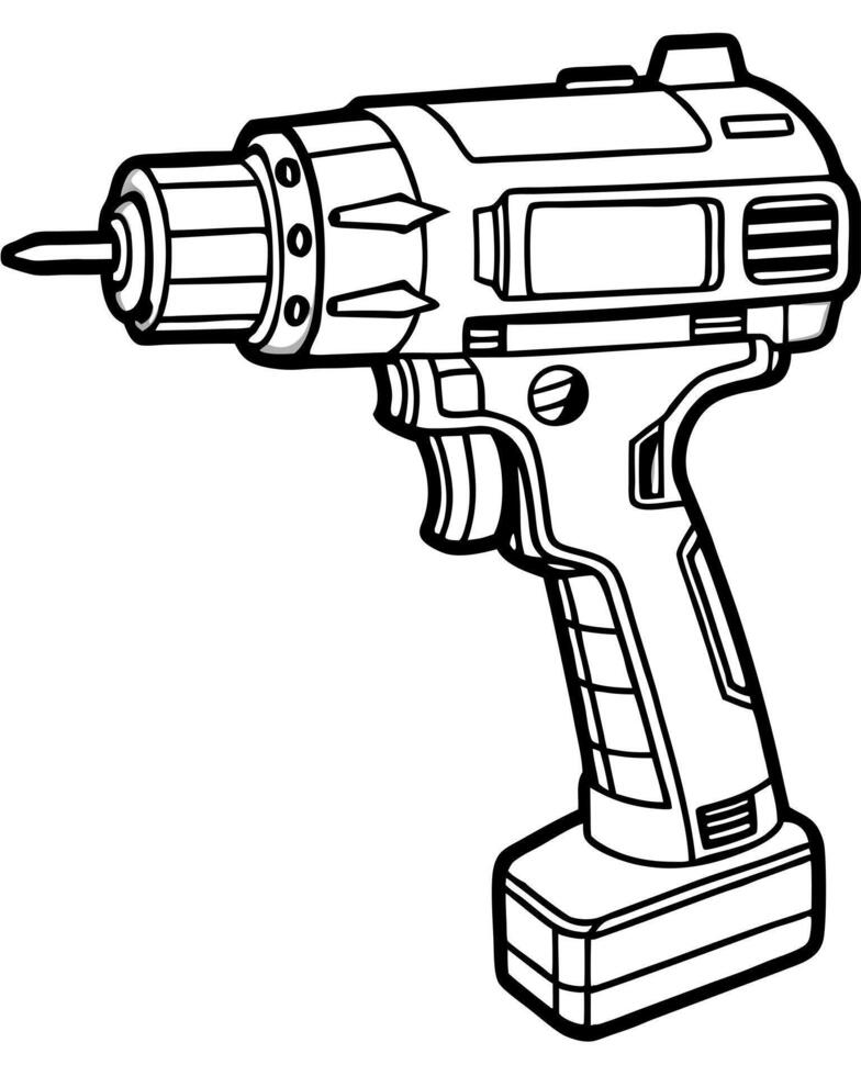 a detailed drill, illustration line art vector