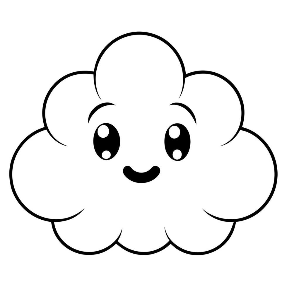 cartoon cute cloud, illustration line art vector
