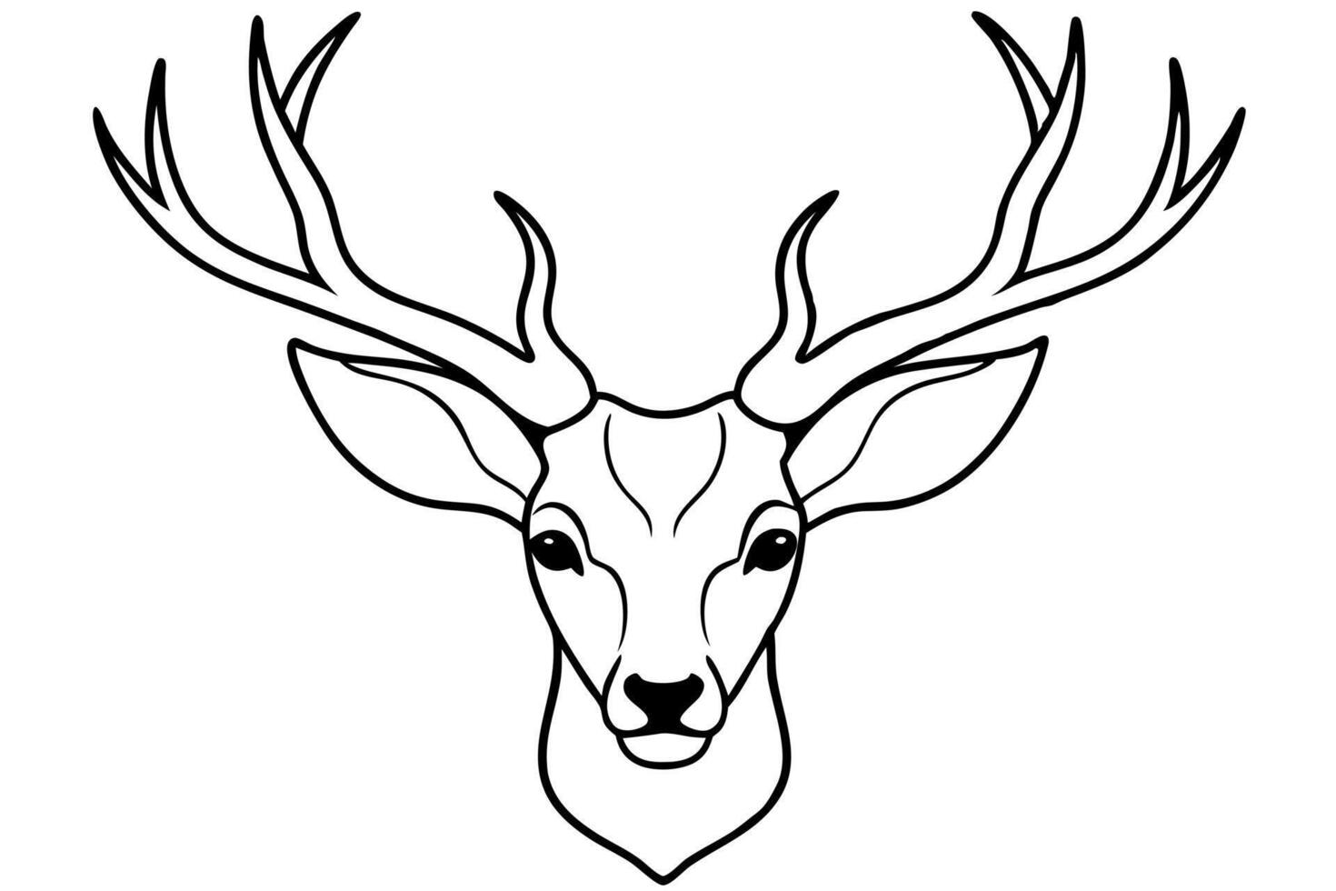 a deer head silhouette line art on white background, illustration line art vector