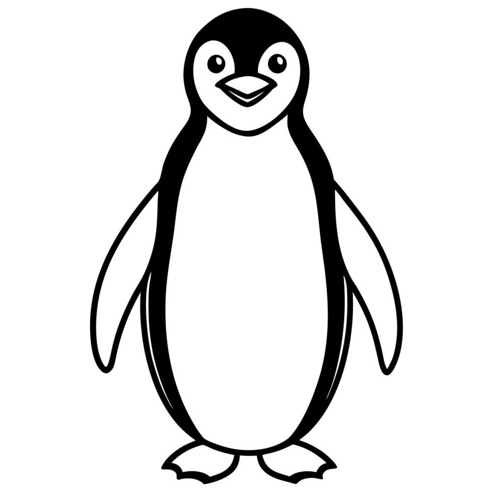 make black and white penguin, illustration line art vector