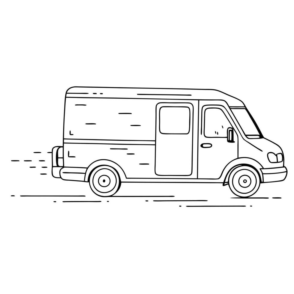 moving van, illustration line art vector