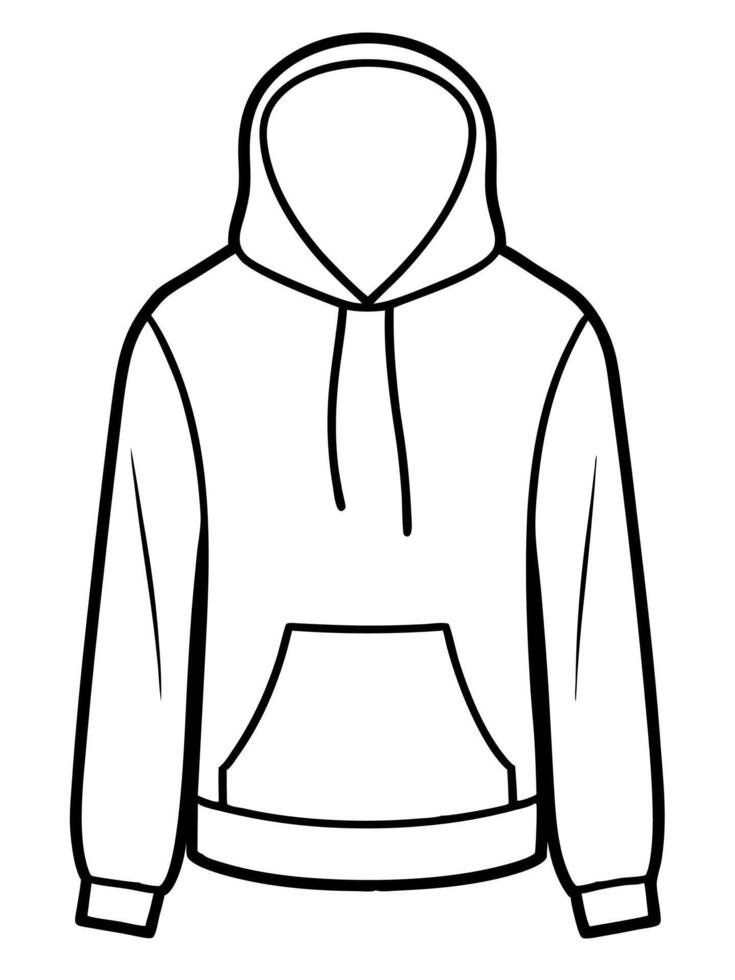 white hoodie, illustration line art vector
